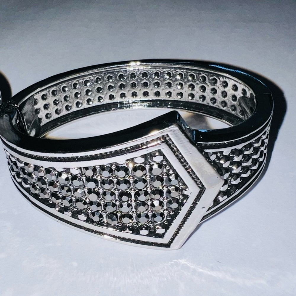 Order Of The Arrow-Paparazzi Silver and Black Geometric Bracelet